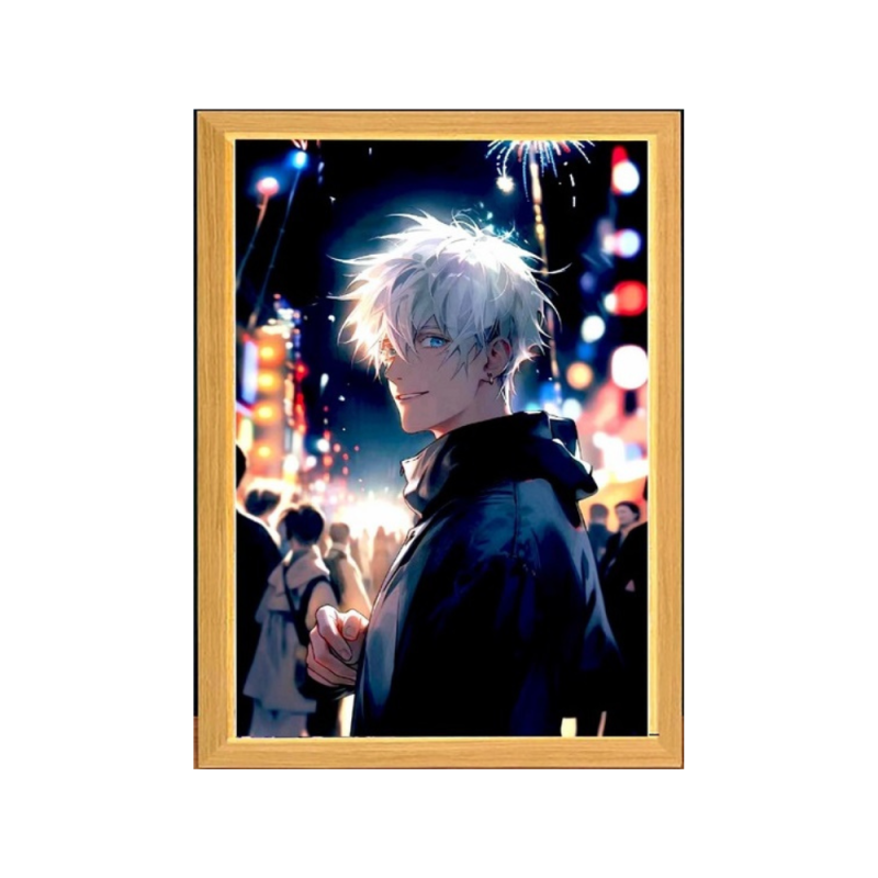 Lámpara Led USB Satoru Gojo Jujutsu Kaisen Cuadro de Madera Lámpara Led USB Satoru Gojo Jujutsu Kaisen Cuadro de Madera