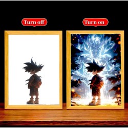 Lámpara Led USB Goku Dragon Ball Z Saiyajin Cuadro Madera