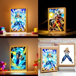 Lámpara Led USB Goku Dragon Ball Z Saiyajin Cuadro Madera