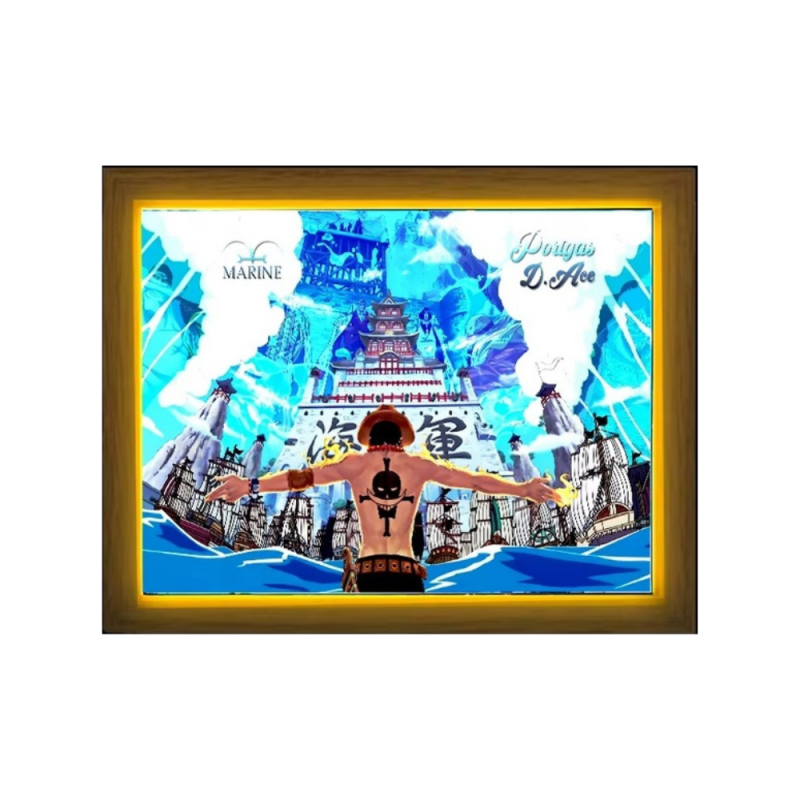 Lámpara Led USB Portgas D. Ace de One Piece Cuadro Madera Lámpara Led USB Portgas D. Ace de One Piece Cuadro Madera