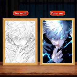 Lámpara Led USB Satoru Gojo Jujutsu Kaisen Eyes Cuadro Madera