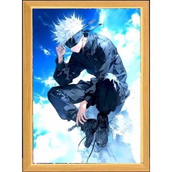 Lámpara Led USB Satoru Gojo Jujutsu Kaisen Sentado Cuadro Madera