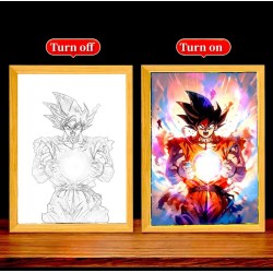 Lámpara Led USB Goku Dragon Ball Z Poder Cuadro Madera