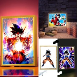 Lámpara Led USB Goku Dragon Ball Z Poder Cuadro Madera