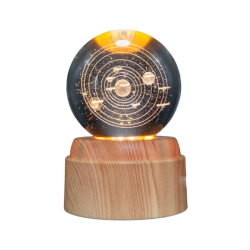 Lampara bola de cristal LED diseño sistema solar base giratoria 8 cm