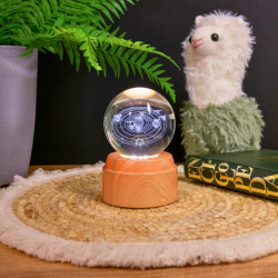 Lampara bola de cristal LED diseño sistema solar base giratoria 8 cm