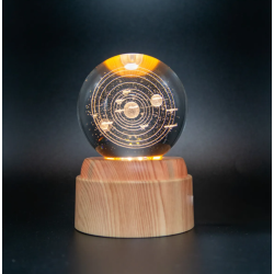 Lampara bola de cristal LED diseño sistema solar base giratoria 8 cm