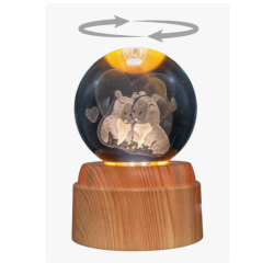Lampara bola de cristal LED diseño capibara base giratoria 8 cm