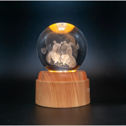 Lampara bola de cristal LED diseño capibara base giratoria 8 cm