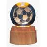 Lampara bola de cristal LED diseño balón de futbol base giratoria 8 cm
