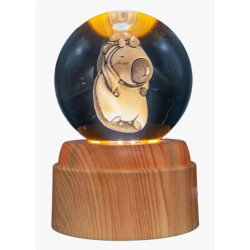 Lampara bola de cristal LED diseño capibara tortuga base giratoria 8 cm
