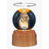Lampara bola de cristal LED diseño capibara tortuga base giratoria 8 cm