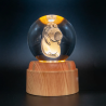 Lampara bola de cristal LED diseño capibara tortuga base giratoria 8 cm