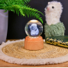 Lampara bola de cristal LED diseño capibara tortuga base giratoria 8 cm
