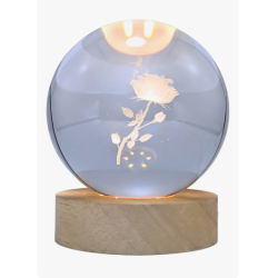 Lampara bola de cristal LED diseño rosa y hada 8 cm