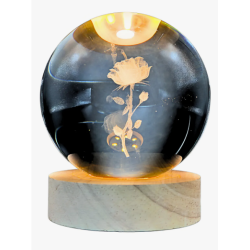 Lampara bola de cristal LED diseño rosa y hada 8 cm