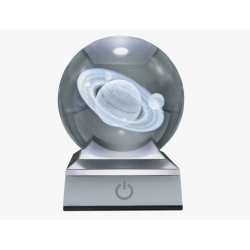 Lampara bola de cristal LED diseño saturno base colores 8 cm