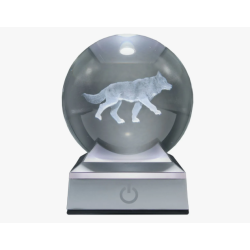 Lampara bola de cristal LED diseño lobo base colores 8 cm