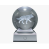 Lampara bola de cristal LED diseño lobo base colores 8 cm