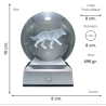 Lampara bola de cristal LED diseño lobo base colores 8 cm