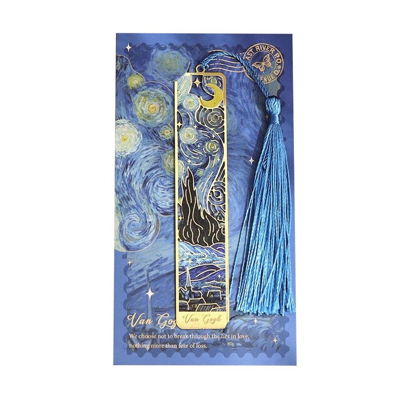 Marcador de Página La Noche Estrellada Van Gogh Metal Dorado
