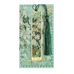 Marcador de Página Rosas Blancas Van Gogh Metal Dorado Flores