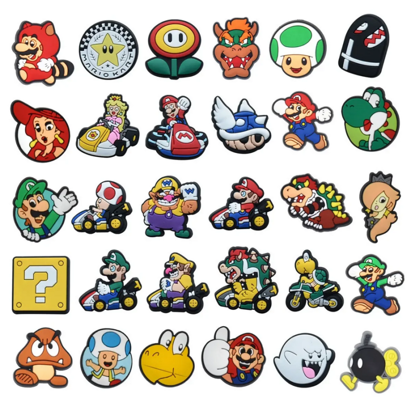 Set 30 Charms Compatible Con Crocs Bamers Mario Kart