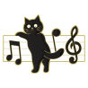 Pin Gato Negro y Notas Musicales Broche Mochila Pins Gatito