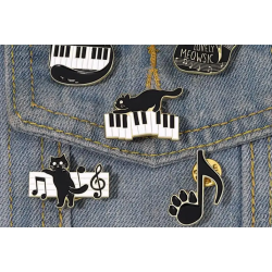 Pin Corchea y Patita De Gato Broche Mochila Pins Gatito