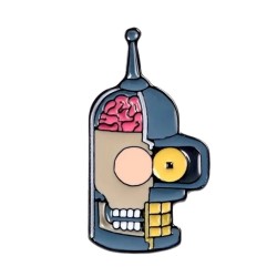 Pin Bender Futurama Esqueleto Cerebro Broche Metálico Pins Mochila