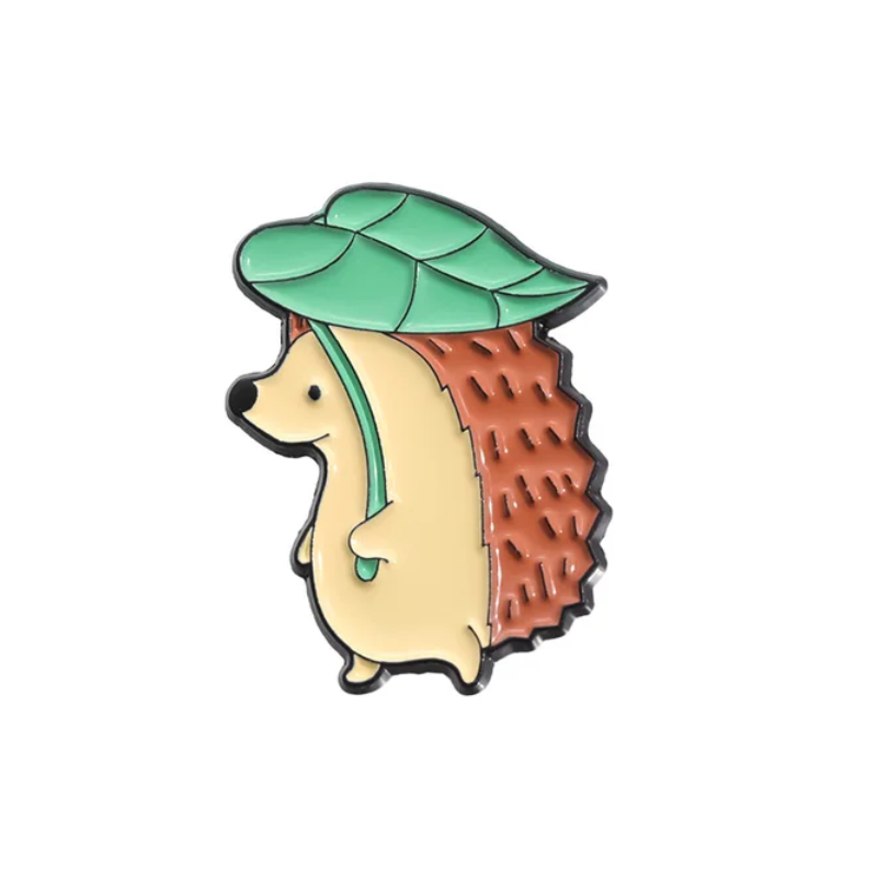 Pin Erizo con hoja paragua