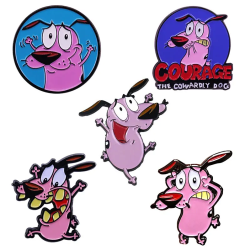 Pin Coraje Asustado El Perro Cobarde Broche Metálico Pins