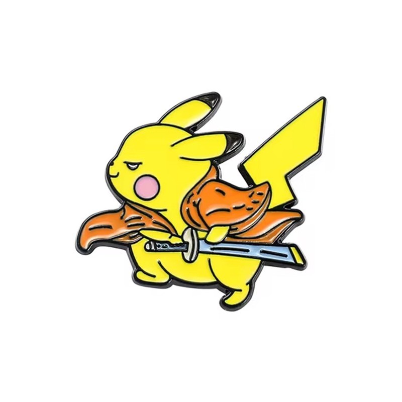 Pin Pikachu Demon Slayer Arma Pokemon Pins Metálico Mochila Pin Pikachu Demon Slayer Arma Pokemon Pins Metálico Mochila