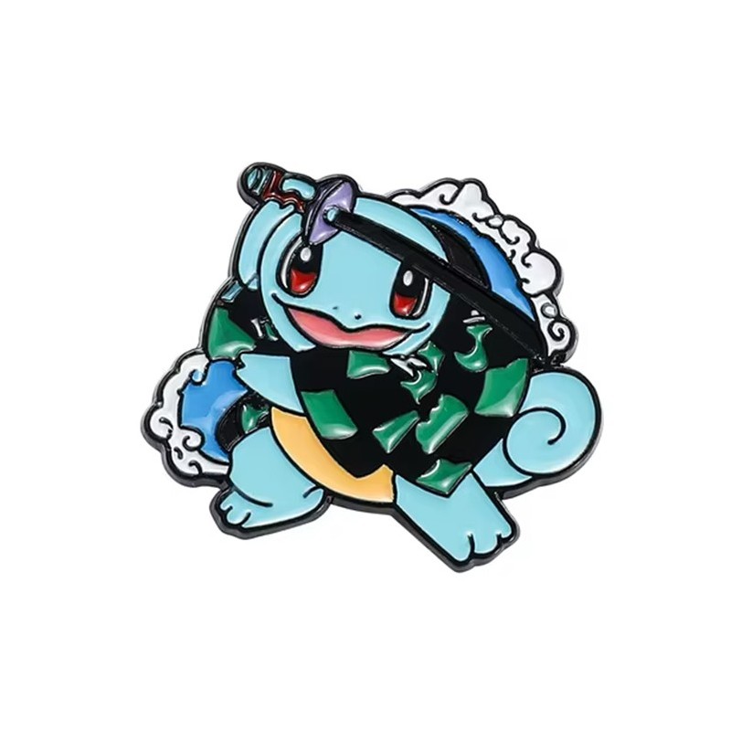 Pin Squirtle Demon Slayer Arma Pokemon Pins Metálico Mochila Pin Squirtle Demon Slayer Arma Pokemon Pins Metálico Mochila
