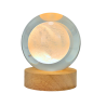 Lámpara Bola de Cristal 8cm LED Grabado Láser 3D Diseño de Luna Base de Madera