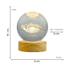 Lámpara Bola De Cristal LED Diseño De Galaxia Con Base De Madera 8 Cm