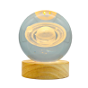 Lámpara Bola De Cristal LED Diseño De Saturno Con Base De Madera 8 Cm