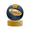 Lámpara Bola De Cristal LED Diseño De Saturno Con Base De Madera 8 Cm