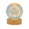 Lámpara Bola De Cristal LED Diseño De Globo Terraqueo Con Base De Madera 8 Cm