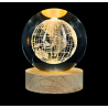 Lámpara Bola De Cristal LED Diseño De Globo Terraqueo Con Base De Madera 8 Cm