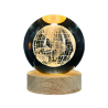 Lámpara Bola De Cristal LED Diseño De Globo Terraqueo Con Base De Madera 8 Cm