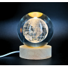 Lámpara Bola De Cristal LED Diseño De Globo Terraqueo Con Base De Madera 8 Cm