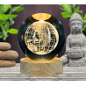 Lámpara Bola De Cristal LED Diseño De Globo Terraqueo Con Base De Madera 8 Cm