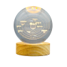 Lámpara Bola De Cristal LED Diseño De Sistema Solar Con Base De Madera 8 Cm