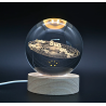 Lámpara Bola De Cristal LED Diseño De Sistema Solar Con Base De Madera 8 Cm