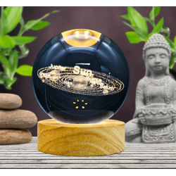 Lámpara Bola De Cristal LED Diseño De Sistema Solar Con Base De Madera 8 Cm