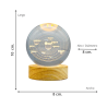 Lámpara Bola De Cristal LED Diseño De Sistema Solar Con Base De Madera 8 Cm
