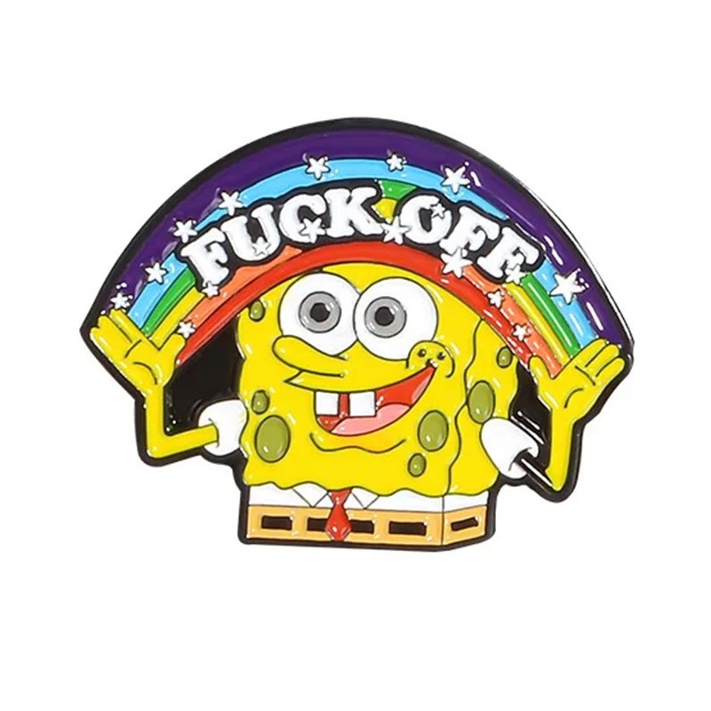 Pin Bob Esponja Fuck Off Arcoiris Serie Dibujos Animados Metálico Pin Bob Esponja Fuck Off Arcoiris Serie Dibujos Animados Metálico